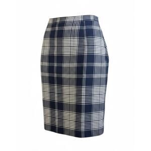 Valentino Boutique Vintage Navy Houndstooth Faux Wrap Pencil Skirt | 12 EUC